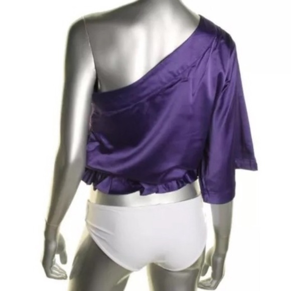 NWT RACHEL LYM Purple One Shoulder Satin Top - Picture 4 of 4